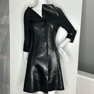 Kaufmanfranco 021 Sz 6/42 Black Distressed Knee Length Coat Dress
